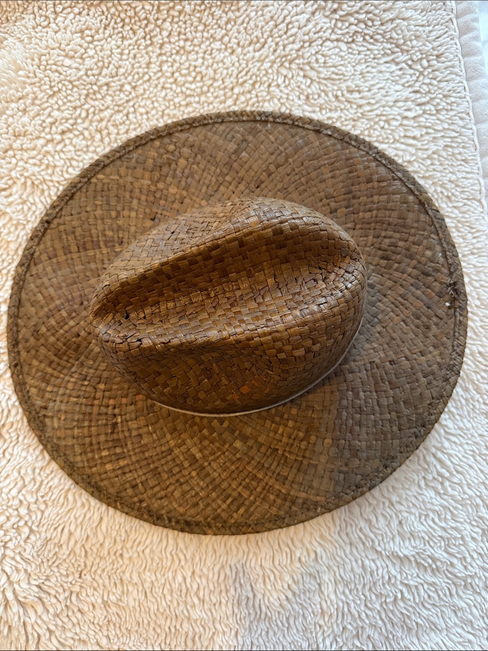 Janessa Leone Brown Woven Straw Fedora Hat
